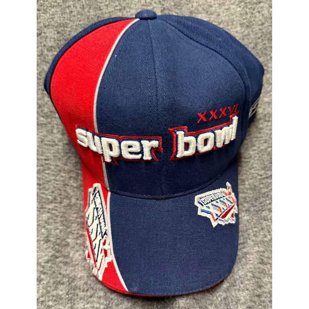 Reebok Super Bowl XXXVI Hat NFL 2002 New Orleans Navy Red Adjustable Cap Vintage